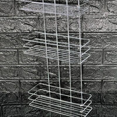 Tş metal üç katlı kare raf krom