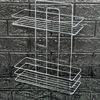 Tş metal iki katlı kare raf krom